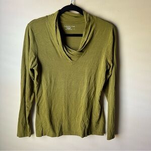 Coldwater Creek Stretch Textured Cowl Neck Women's Blouse Top Supima Cotton Sz S